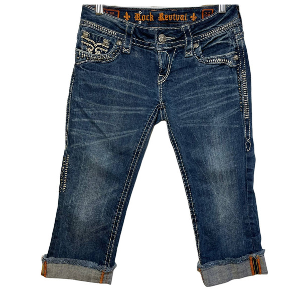Rock Revival Ivy Stretch Cropped Capri Jeans Size 26 - Picture 1 of 13